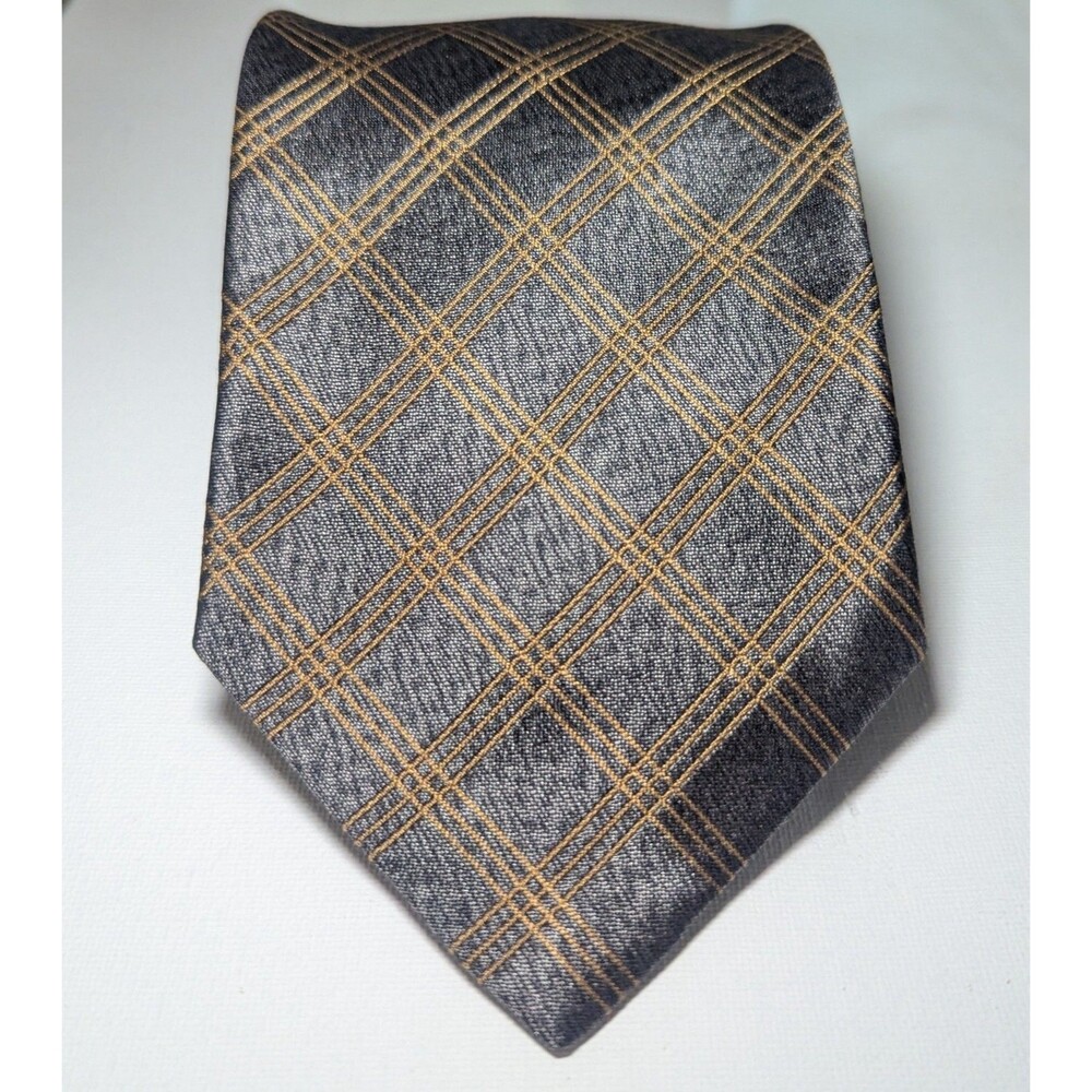 ETRO Milan Men’s Silk Tie in Gray & Gold Made In Italy